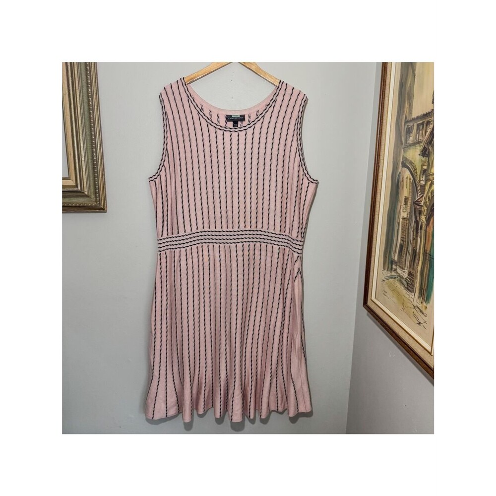 Lane Bryant Pink Striped Pleated Sweater Dress Sleeveless Coquette Plus 26/28